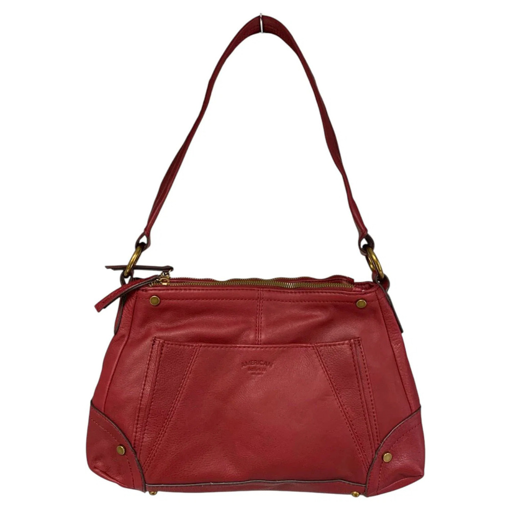 American Leather Co. Becket Triple Entry Shoulder Bag Amaranth Red